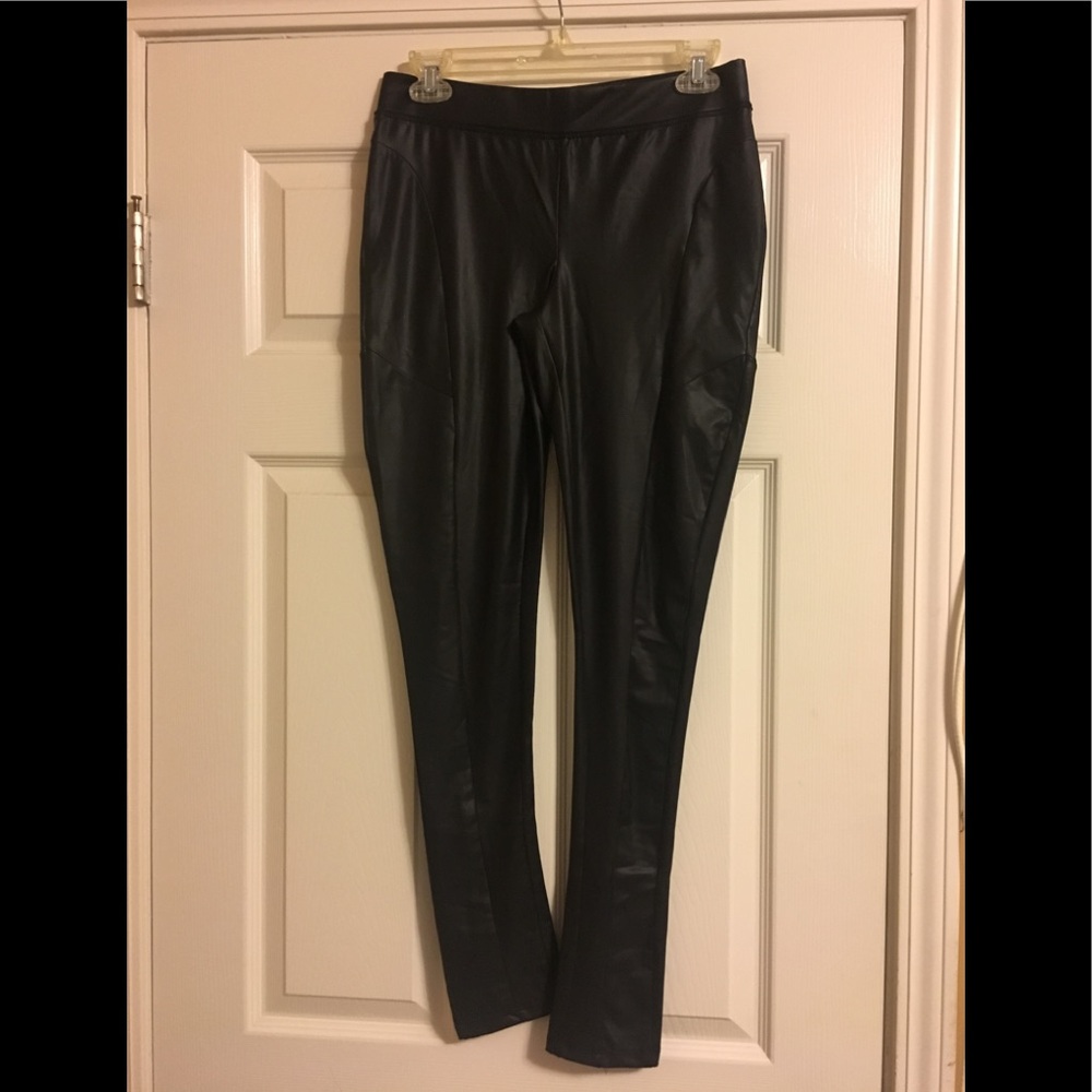 Black leather leggings